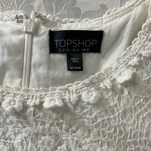 TopShop white sleeveless eyelet Lace Sleeveless short dress Women Size 4 - Picture 9 of 9